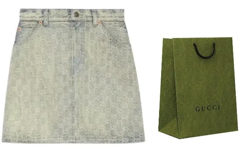 GUCCI SS22 GG Jacquard Denim Skirt - изображение 6