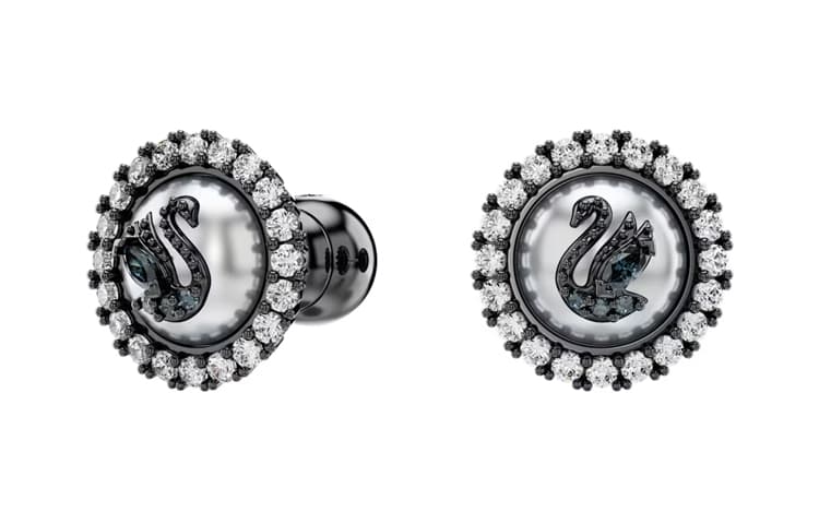 Серьги Swarovski Swan Лебедь Синтетический Кубический Цирконий Покрытие Родием Искусственный Кристалл Искусственный Жемчуг Серьги-гвоздики - изображение 2