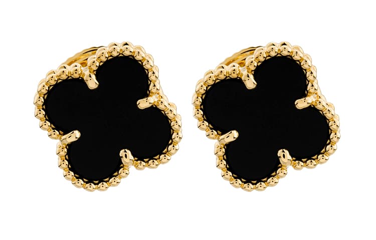 Серьги Van Cleef & Arpels Alhambra Single Flower Earrings Black Gold - изображение 5