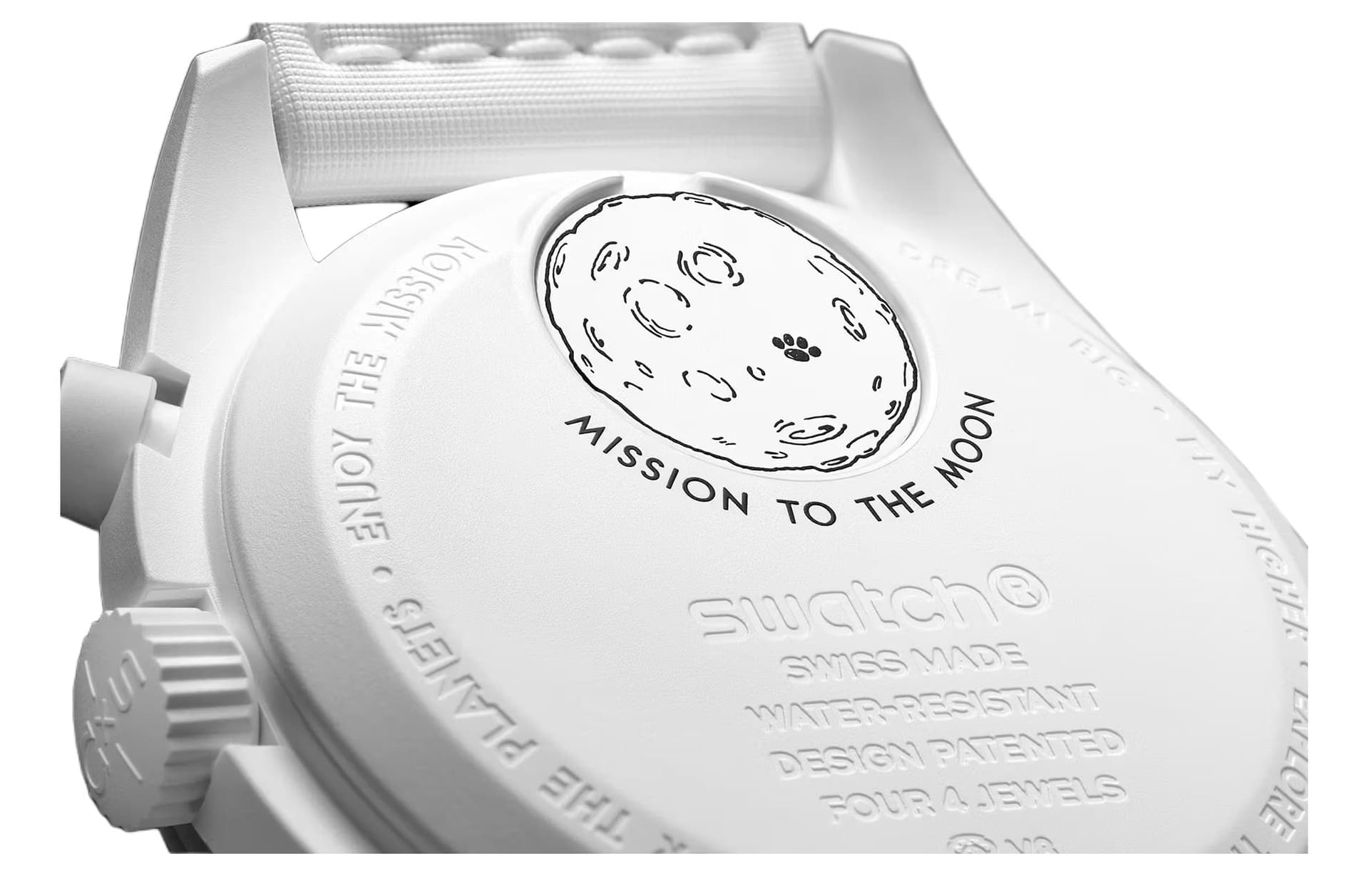 Часы SWATCH Omega Коллаборация Кварцевый механизм Мужские часы Часы 42 мм Белый циферблат Биокерамика Корпус часов - изображение 4