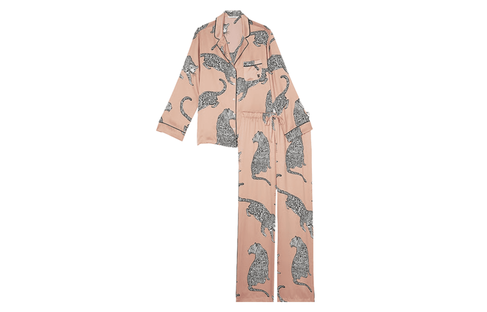 Пижама Victoria's Secret Satin Long Pajama SetEvening Blush Leopards - изображение 1