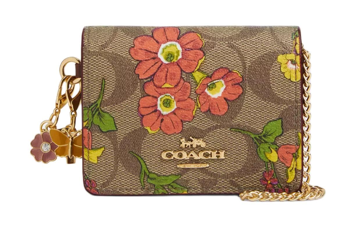 Кошелек COACH Boxed 10 Floral Print Chain Strap Wallet - изображение 1
