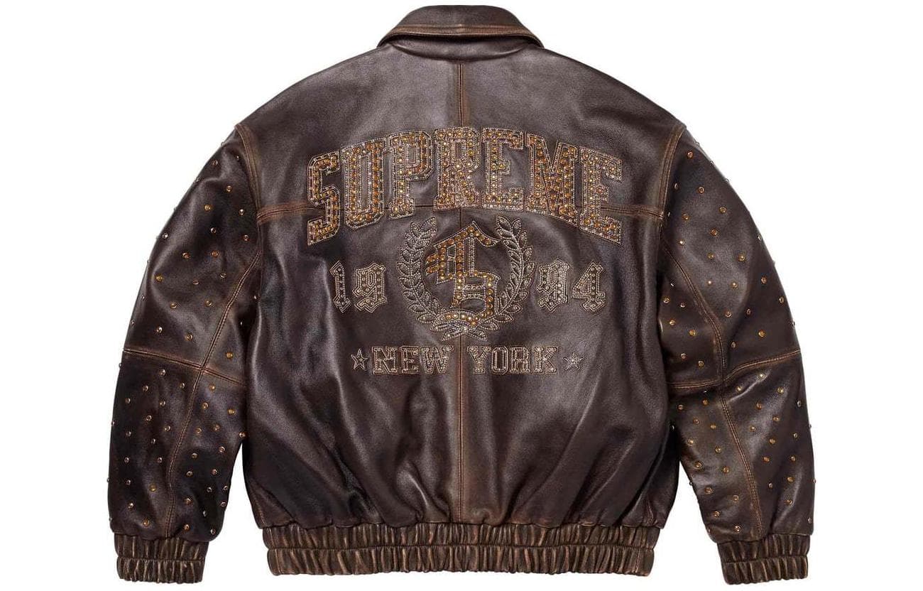 Кожаная куртки Supreme Gem Studded Leather Jacket - изображение 3
