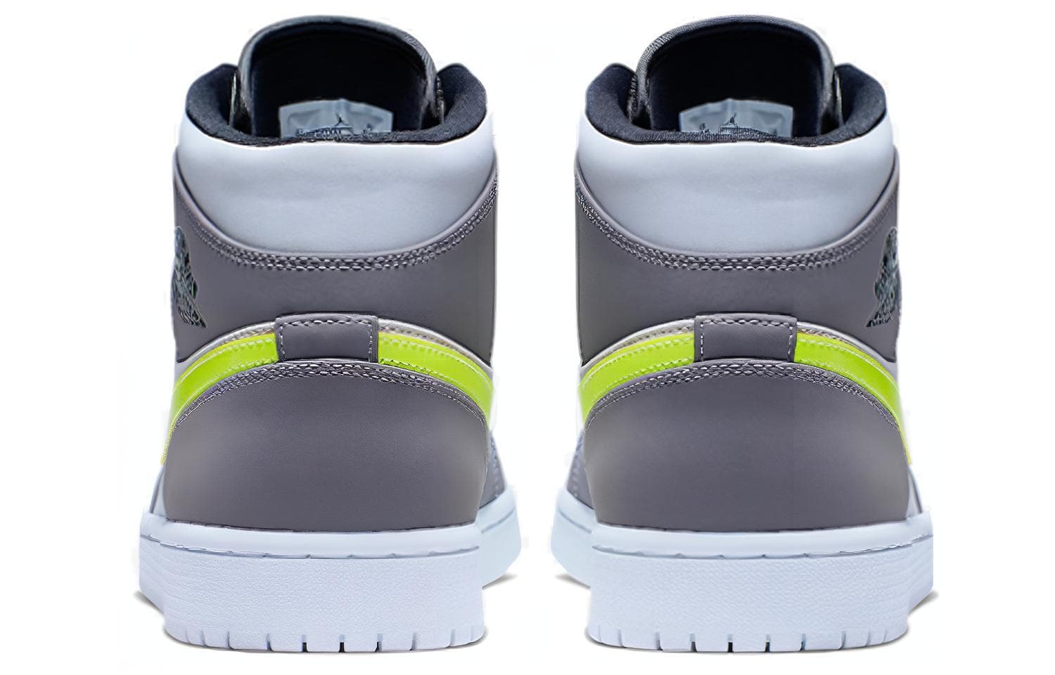 Ретро баскетбольные кроссовки Jordan Air Jordan 1 Mid Neon Yellow Grey - изображение 4