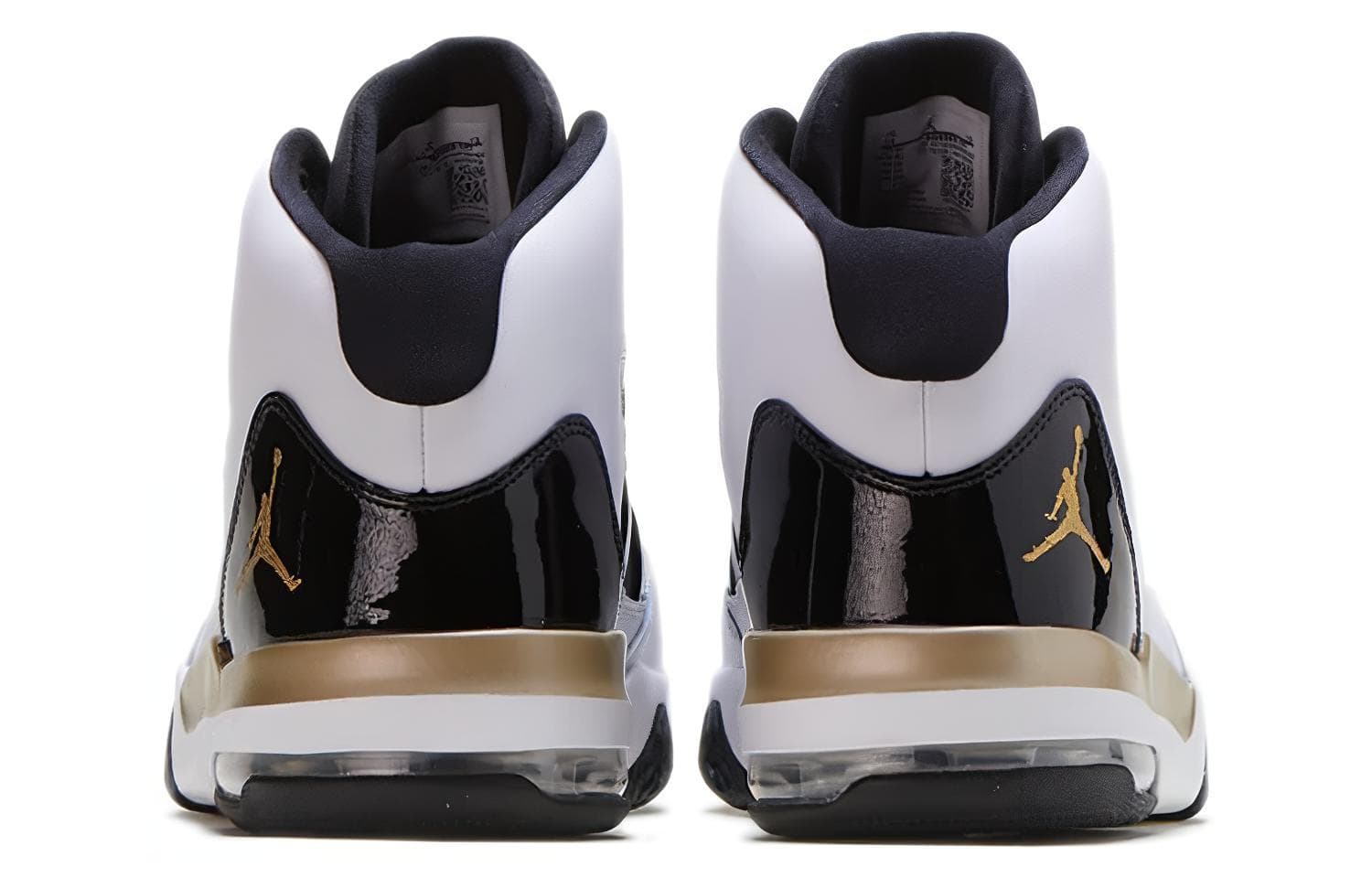 Ретро баскетбольные кроссовки Jordan Max Aura White Black Gold - изображение 4