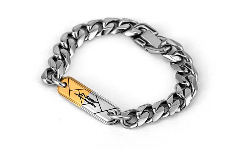 Браслет OMTO Two-Tone Plaque Cuban Bracelet Men Gold Silver - изображение 3