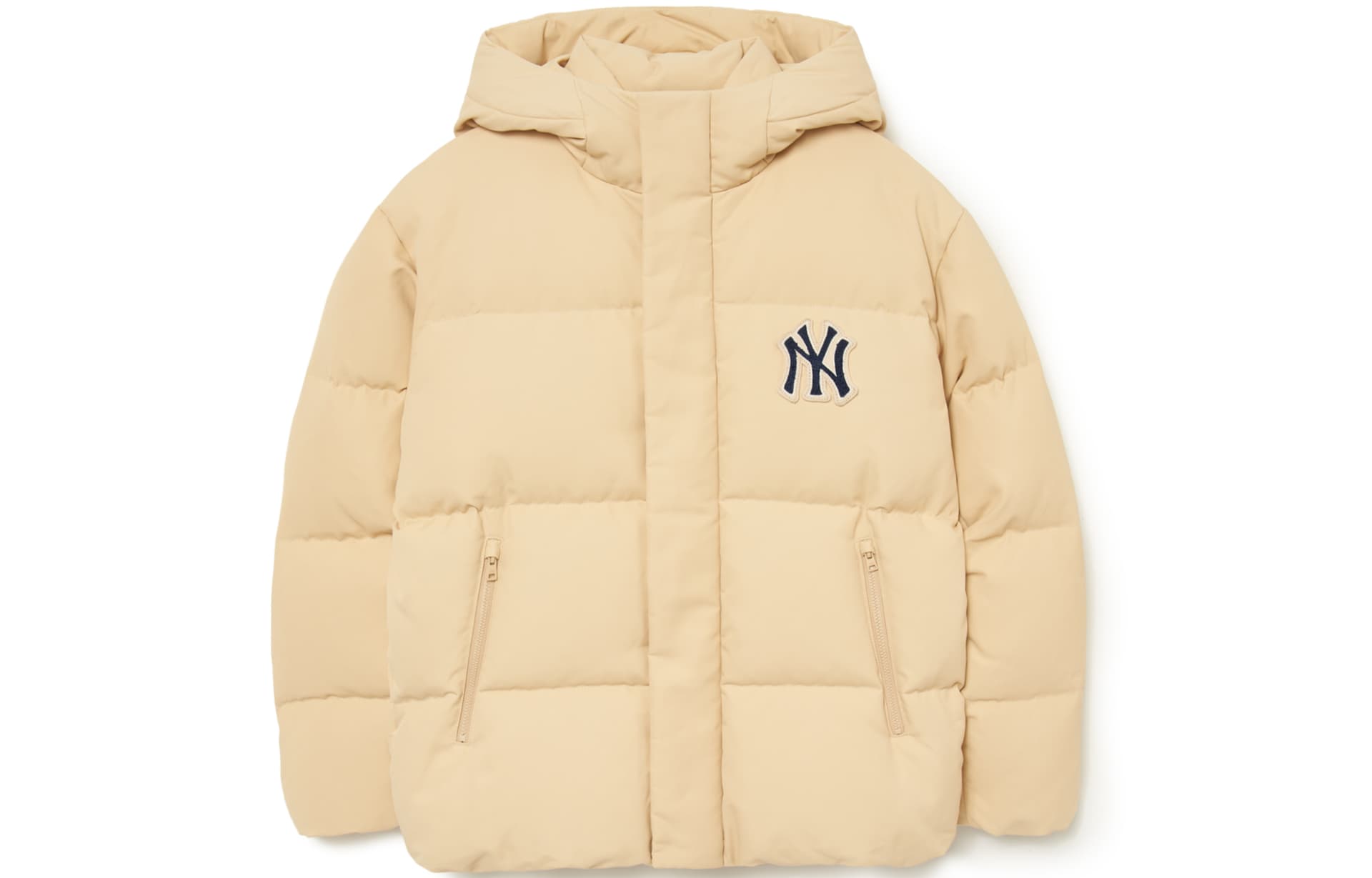 Зимняя куртка MLB FW23 Yankees Hooded Down Jacket Sand - изображение 2