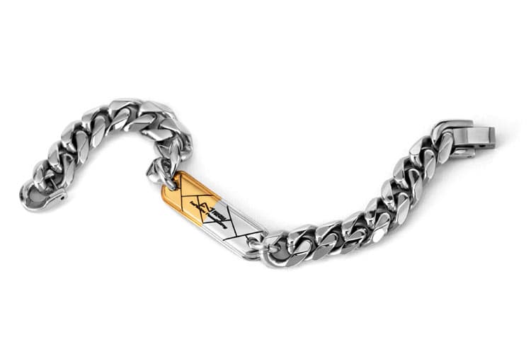 Браслет OMTO Two-Tone Plaque Cuban Bracelet Men Gold Silver - изображение 4