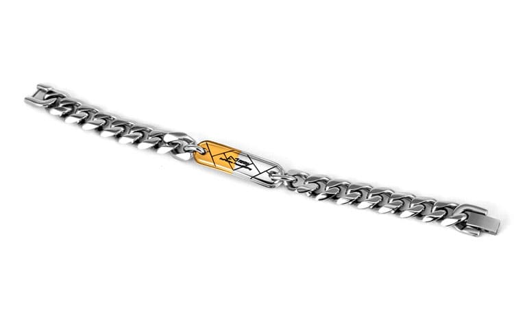 Браслет OMTO Two-Tone Plaque Cuban Bracelet Men Gold Silver - изображение 5
