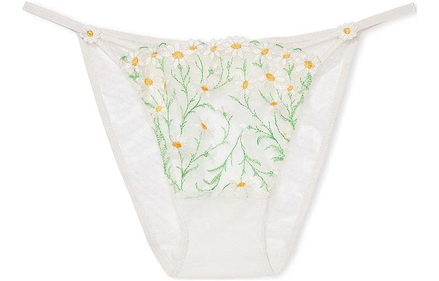 Трусы Victoria's Secret PINK Daisy Chain Embroidery String Bikini PantyWhite 1 - изображение 1