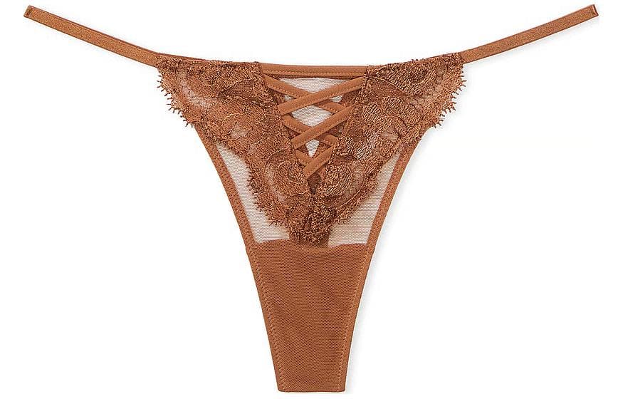 Трусы Victoria's Secret DREAM ANGELS Boho Floral Thong PantyBrown 1 - изображение 1