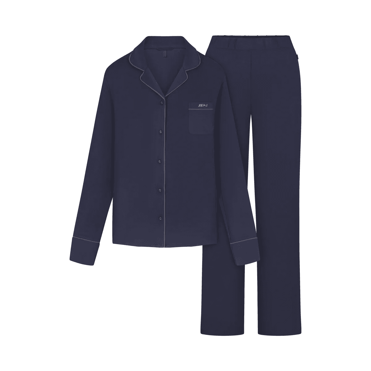 Пижама SKIMS SLEEP LONG SLEEVE BUTTON UP SET NAVY - изображение 1