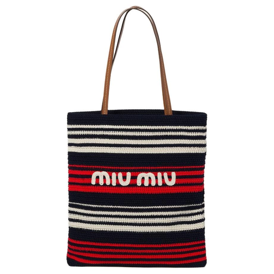 Мини-сумка Miu Miu Embroidered Logo Tote Bag Blue Red White - изображение 1