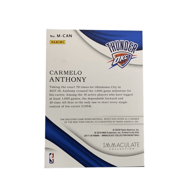 Коллекционные карточки PANINI 2017-18 IMMACULATE 2025 patch - изображение 2