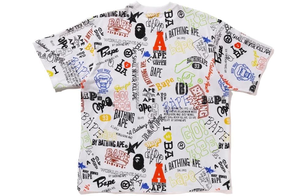 Футболка A BATHING APE Hand Draw Pattern Relaxed Fit Tee T - изображение 2