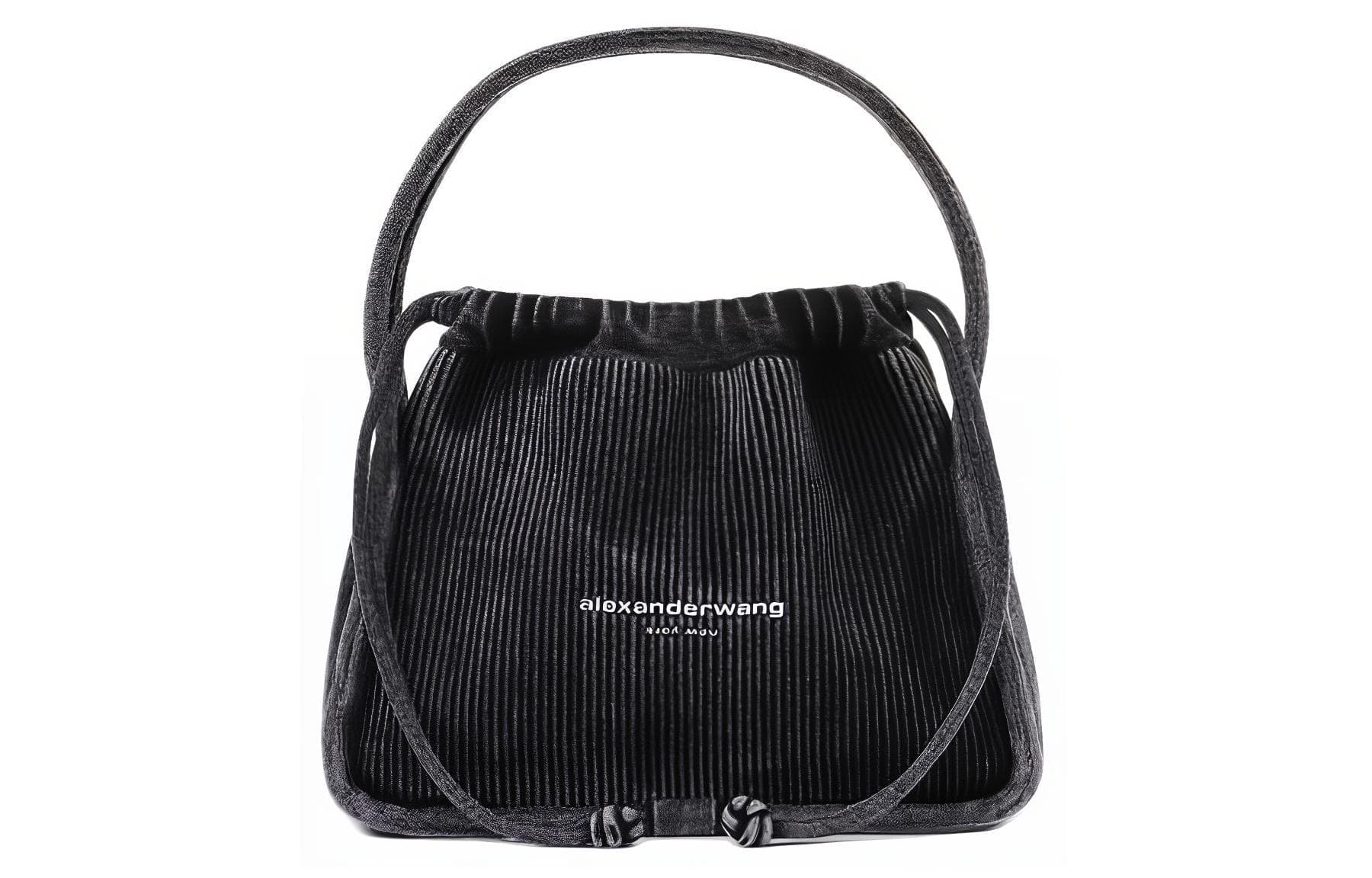 Сумка Alexander Wang Gradient Ribbed Logo Drawstring Tote Small Gray - изображение 1