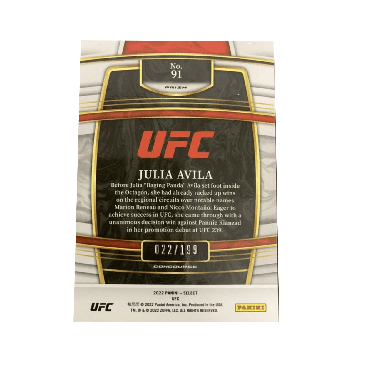 Коллекционные карточки PANINI 2022 Select UFC RC 199 - изображение 2