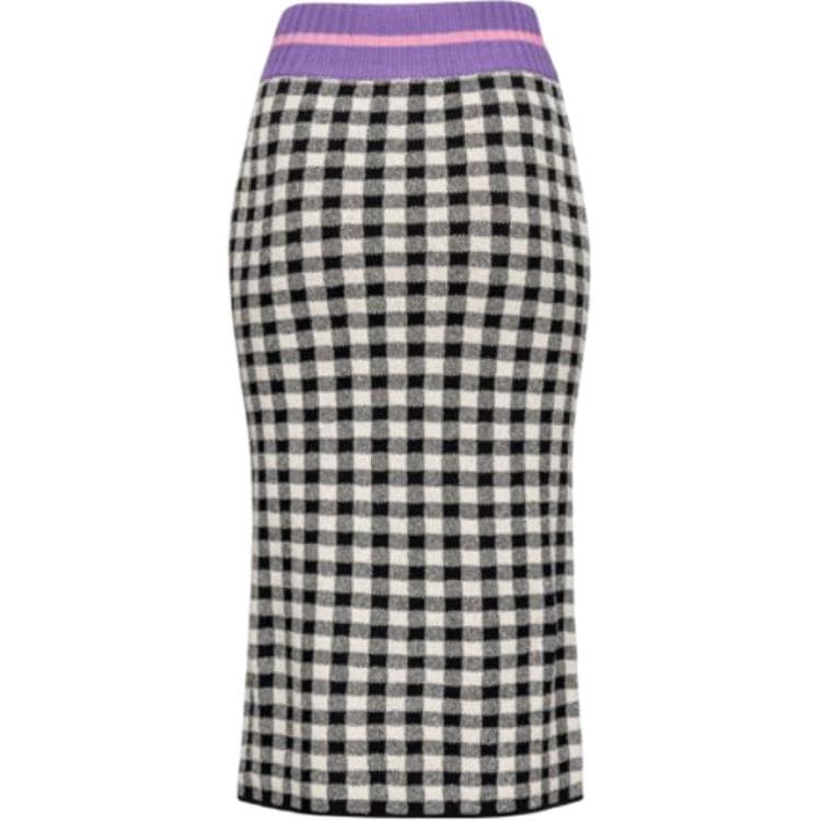 Юбка PINKO Checkered Bodycon Midi Dress Black White - изображение 4