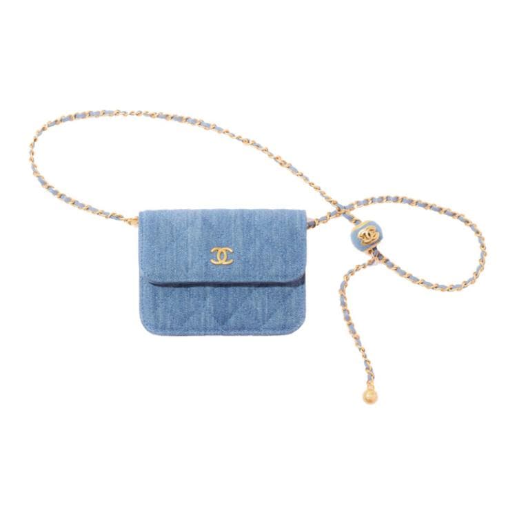 Сумка через плечо CHANEL Small Gold Ball Velvet Chain Bag Denim Blue - изображение 1