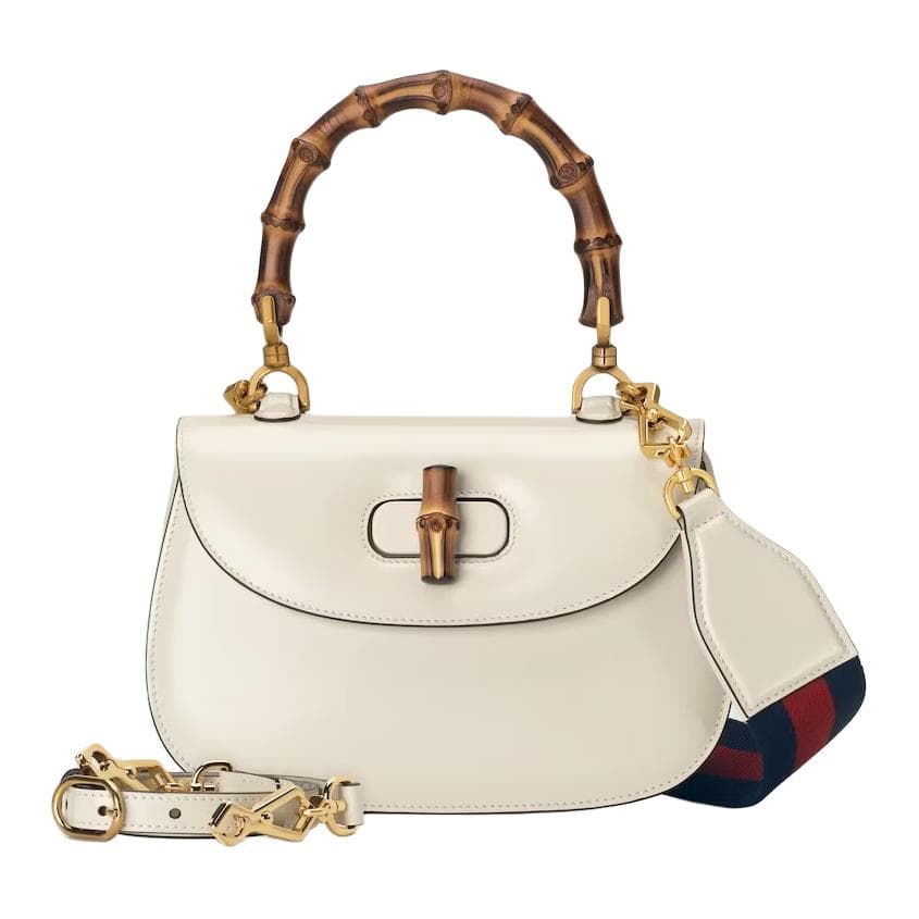 Сумка Gucci Bamboo Small Shoulder Bag White - изображение 8