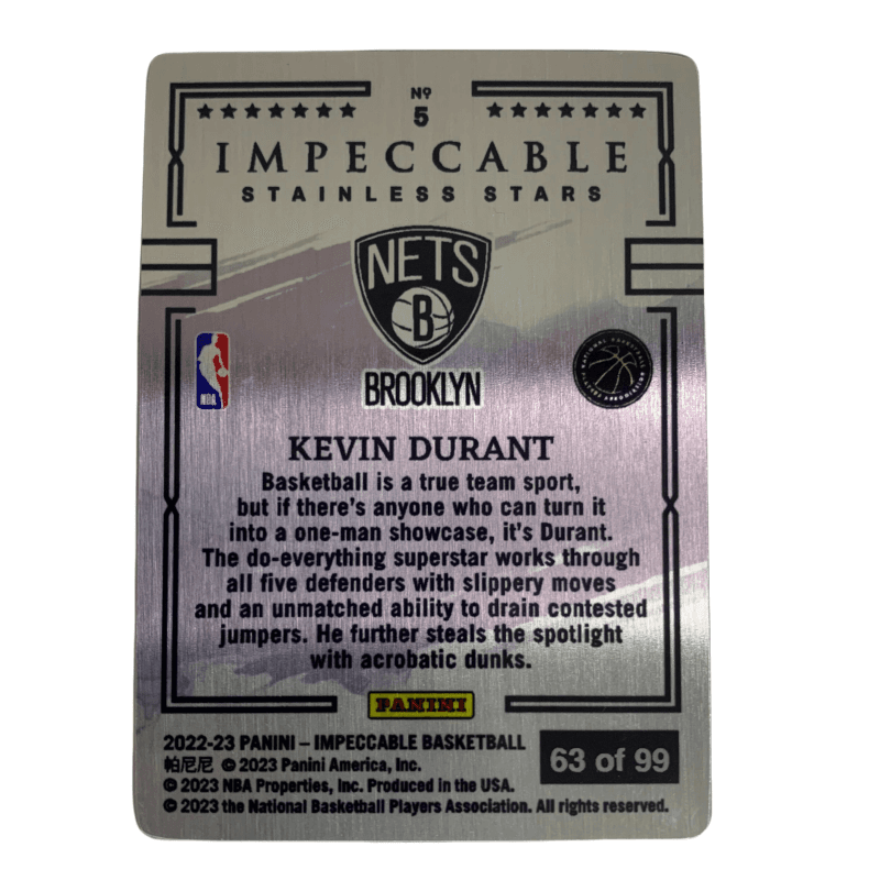 Коллекционные карточки PANINI 2022-23 KD 6399 - изображение 3