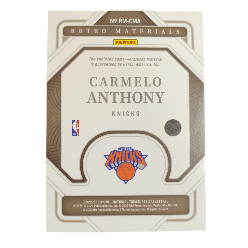 Коллекционные карточки PANINI 2022-23Carmelo Anthony 6599 - изображение 2