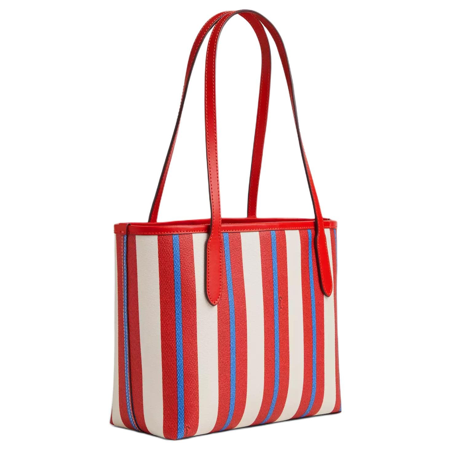 Мини-сумка Coach Striped Logo Tote Small Red Blue - изображение 2