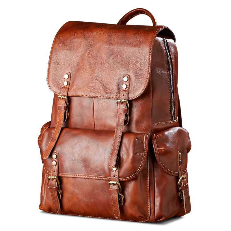Рюкзак Simple&nature Vintage Leather Backpack Light Brown Black - изображение 2