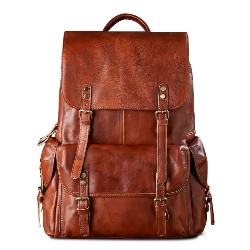 Рюкзак Simple&nature Vintage Leather Backpack Light Brown Black - изображение 1