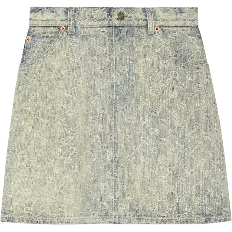 GUCCI SS22 GG Jacquard Denim Skirt - изображение 4