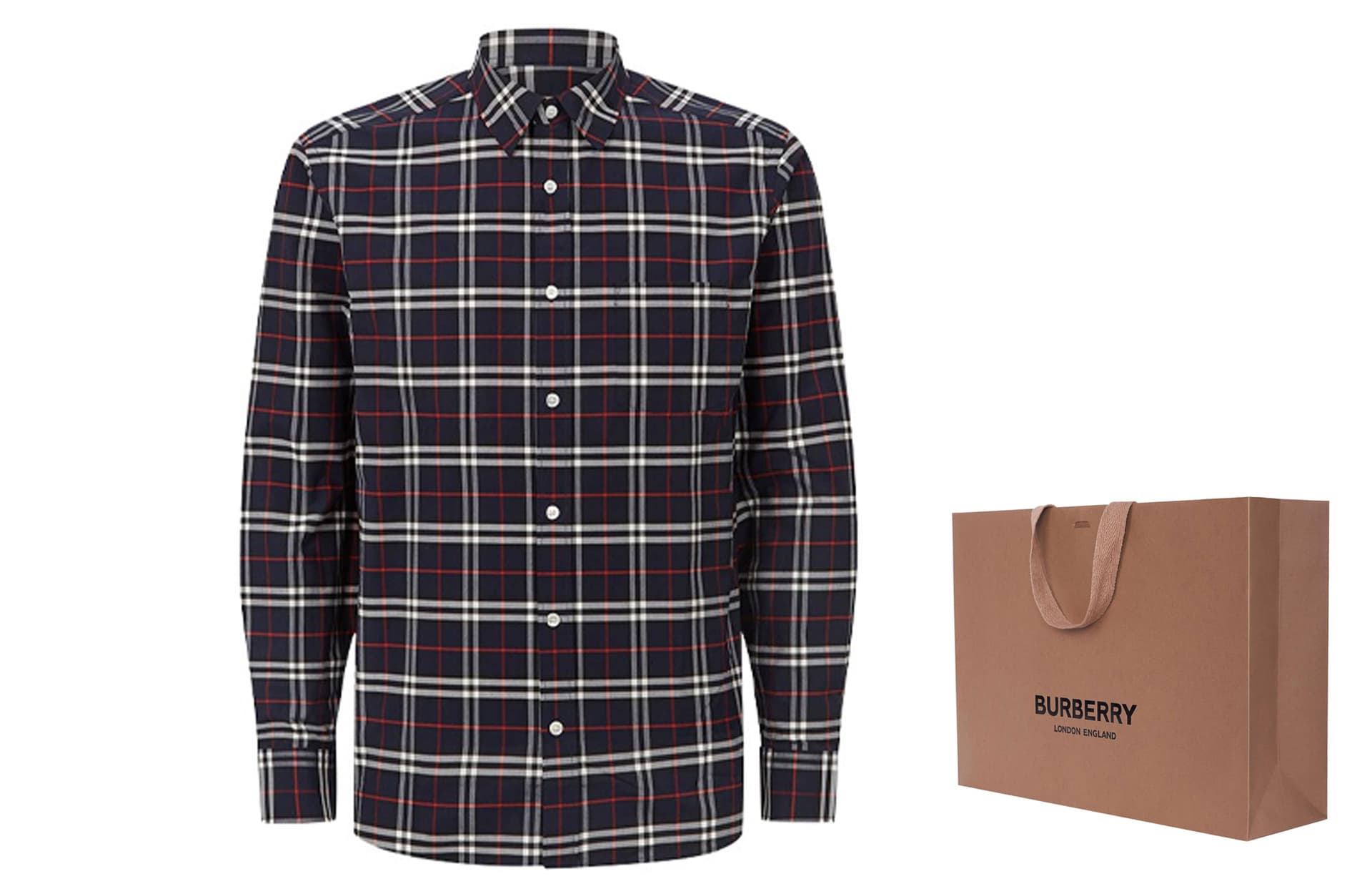 Рубашка Burberry Classic Check Navy Shirt - изображение 2