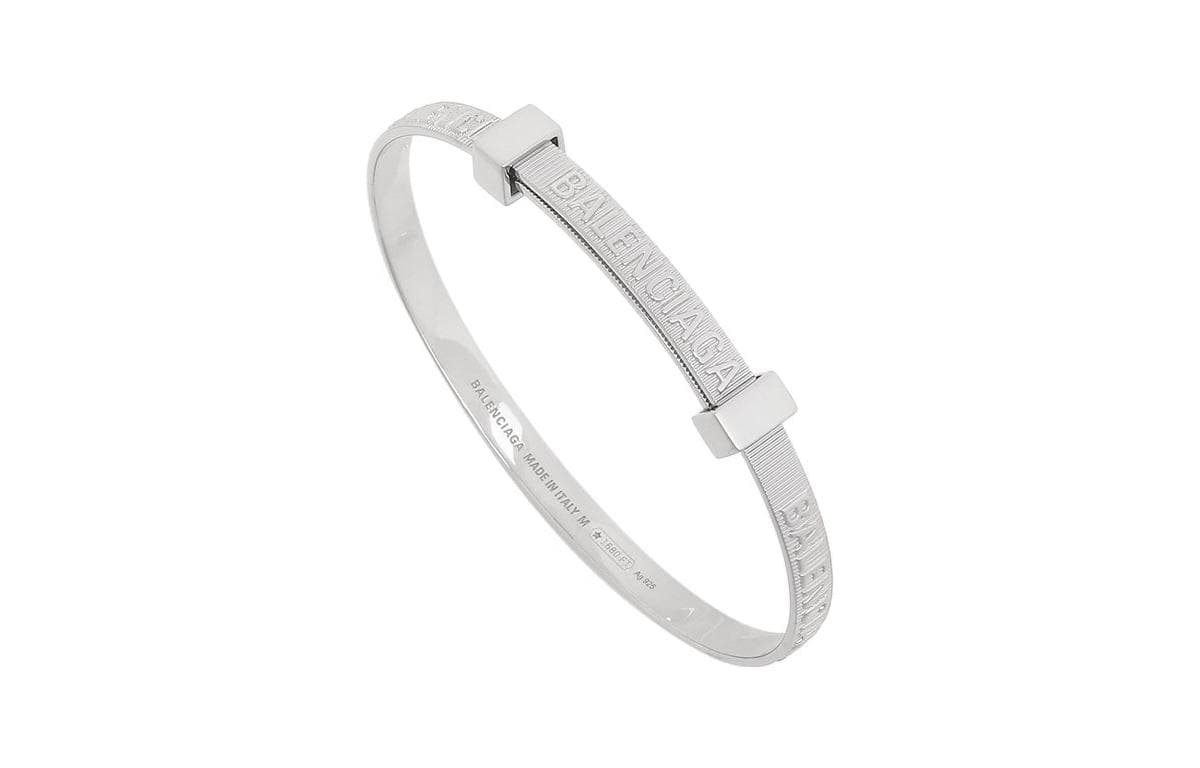 Браслет Balenciaga Logo Engraved Silver Bracelet - изображение 3