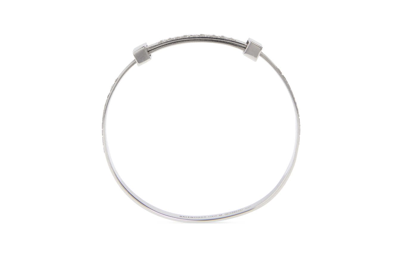 Браслет Balenciaga Logo Engraved Silver Bracelet - изображение 2