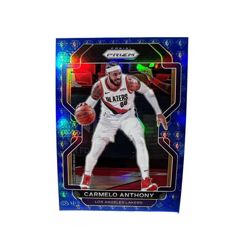 Коллекционные карточки PANINI Carmelo Anthony Лейкерс Дыня Offensive Калейдоскоп Синий бриллиант FOLD Рефракция RARE Спортивные карточки - изображение 1