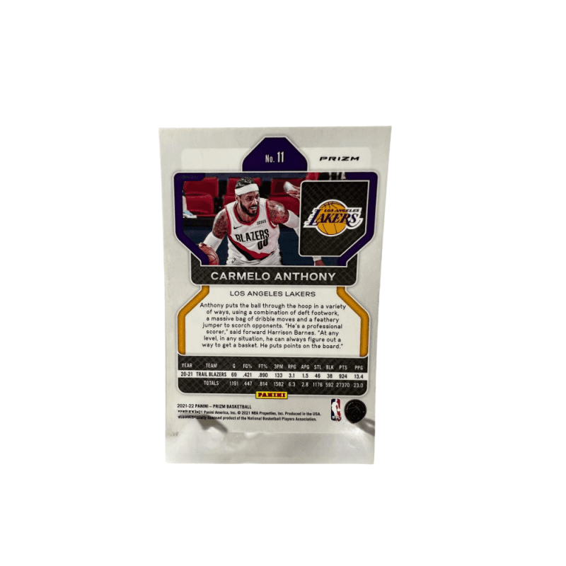 Коллекционные карточки PANINI Carmelo Anthony Лейкерс Дыня Offensive Калейдоскоп Синий бриллиант FOLD Рефракция RARE Спортивные карточки - изображение 2