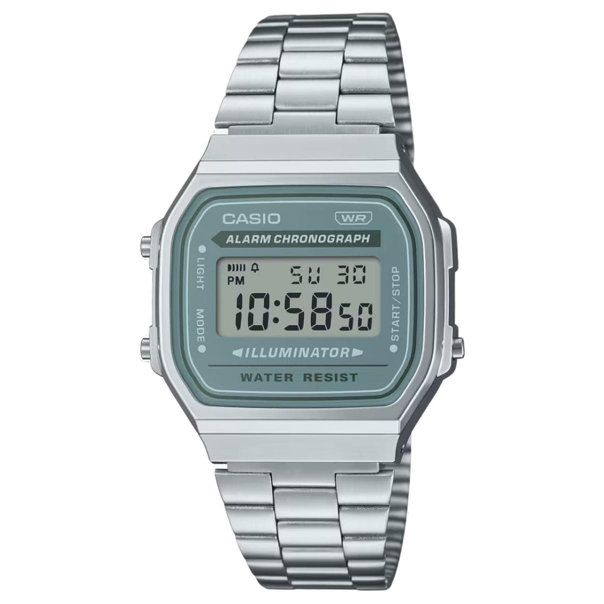 Часы CASIO Блок Винтажная модель Кварцевый механизм Нержавеющая сталь Шнуровка Часы Унисекс Зеленый циферблат - изображение 2