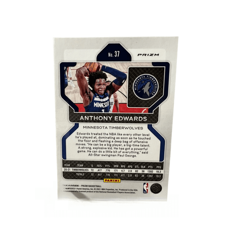 Коллекционные карточки PANINI Minnesota Timberwolves Эдвардс Хуази Синий бриллиант FOLD Рефракция BIG Slam Dunk Спортивные карточки 1 шт - изображение 2