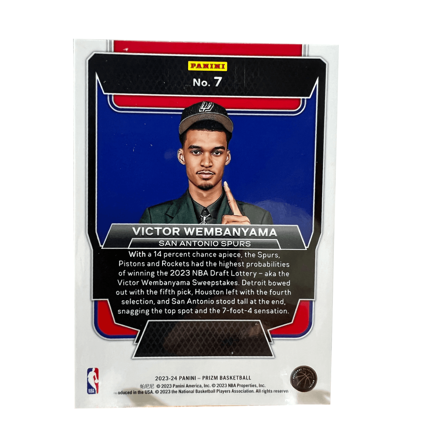 Коллекционные карточки PANINI Wembanyama Лошадь Spurs Draft Ночной РАРНАЯ Спортивная карта 1 шт - изображение 2