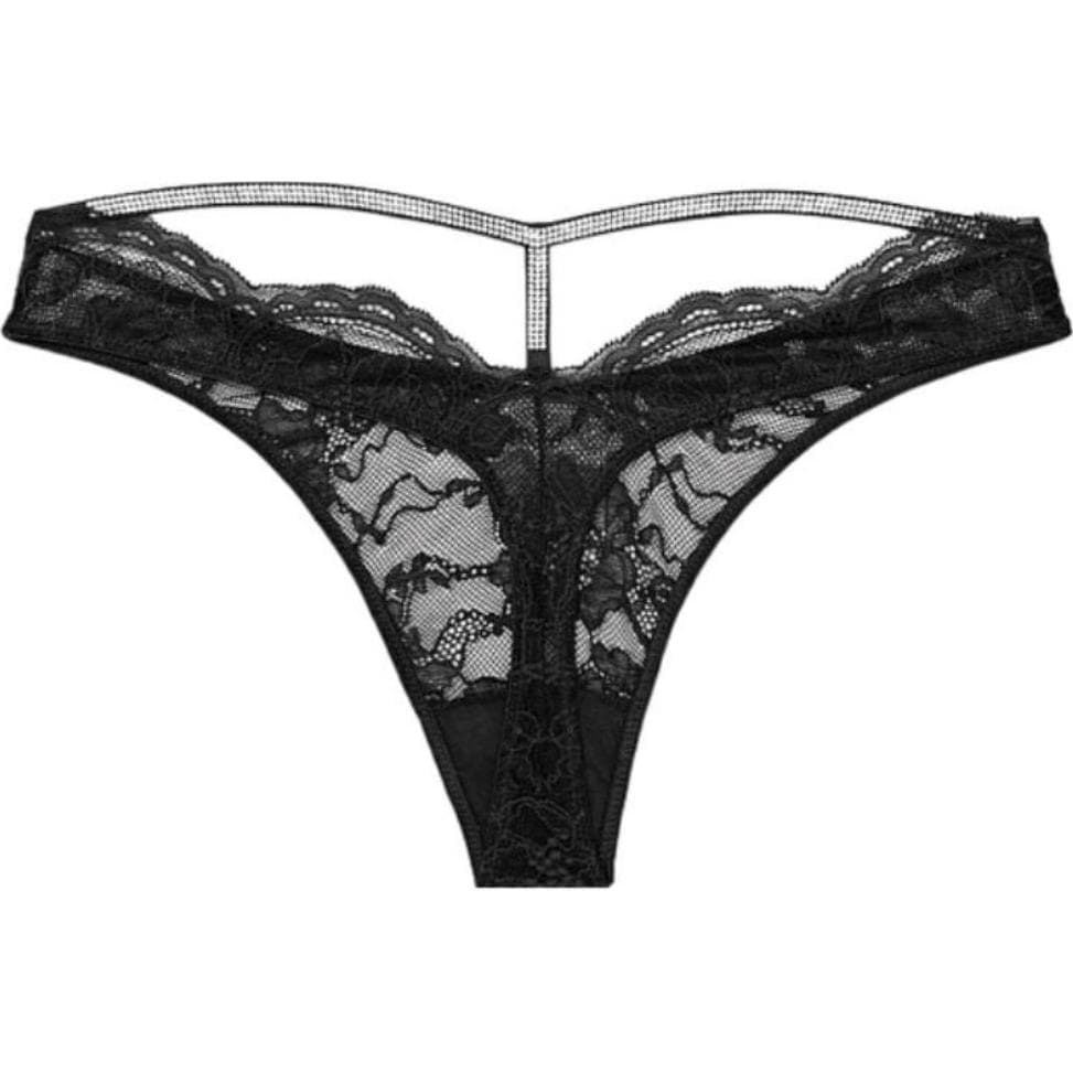 Трусы Victoria's Secret PINK VERY SEXY Shine Strap Lace Thong PantyBlack 1 - изображение 2