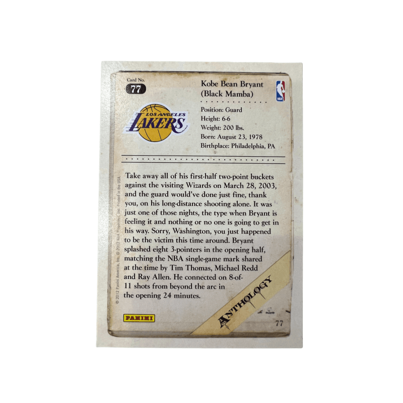 Коллекционные карточки PANINI Kobe Bryant Лейкерс Черная Мамба Последний Шوت Редкая карта Спортивные карты 1 шт - изображение 2