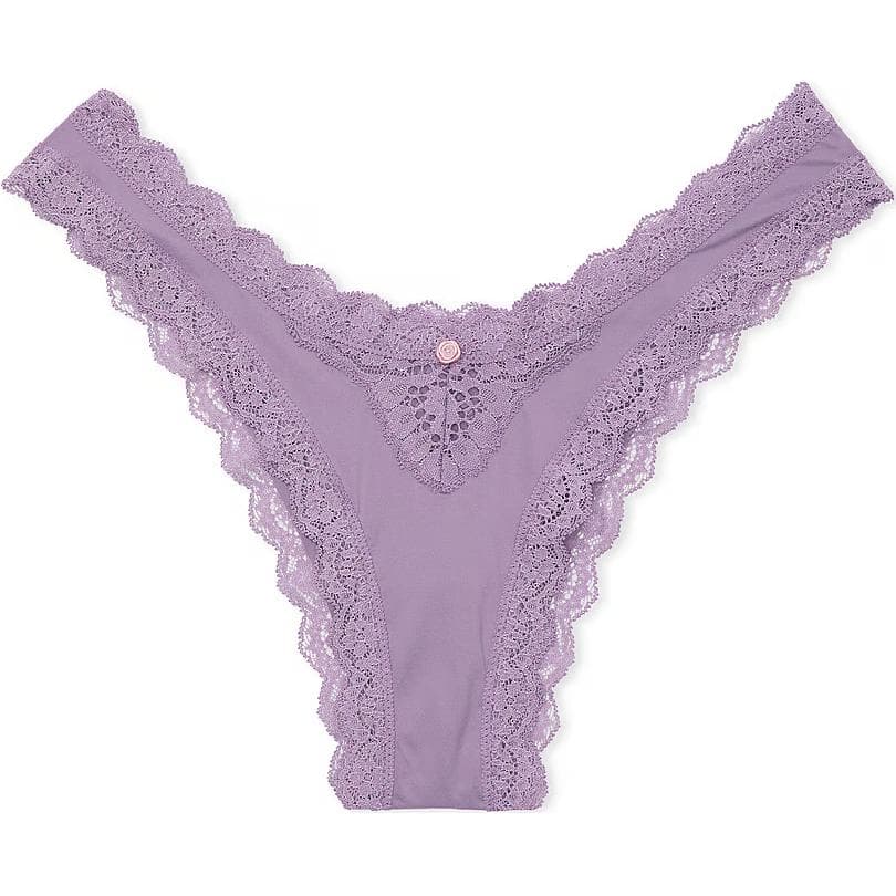 Трусы Victoria's Secret Fantasy Collection Мечта Angels Кружевная отделка Бразильские трусы Холодное сердце Сливовые трусы - изображение 1