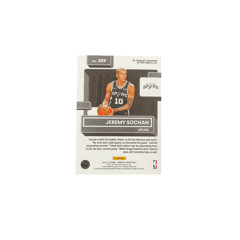Коллекционные карточки PANINI 2022 23 JEREMY Sochan Лошадь Spurs Rc Новые звезды Дюрекс Mojo Карта Подписанные карточки Общие карточки - изображение 2