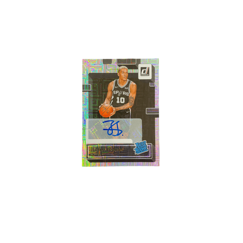 Коллекционные карточки PANINI 2022 23 JEREMY Sochan Лошадь Spurs Rc Новые звезды Дюрекс Mojo Карта Подписанные карточки Общие карточки - изображение 1