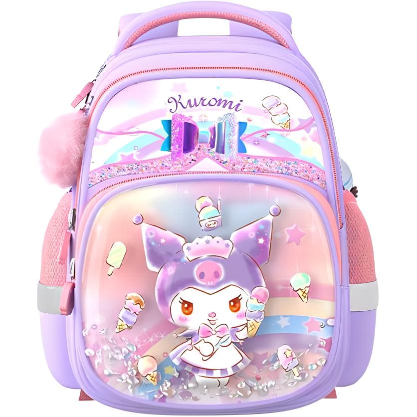 Sanrio Большой объем многослойный Полиэстер школьный рюкзак Обычный Детский My Melody розовый/Kuromi фиолетовый - изображение 3