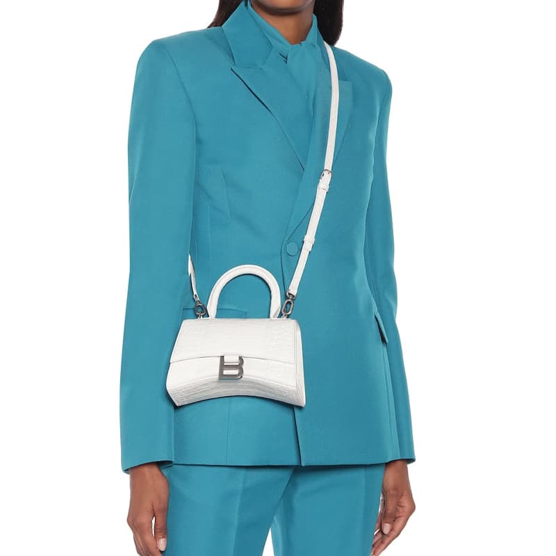 Сумка Balenciaga Hourglass Small White Croc Leather Bag - изображение 7