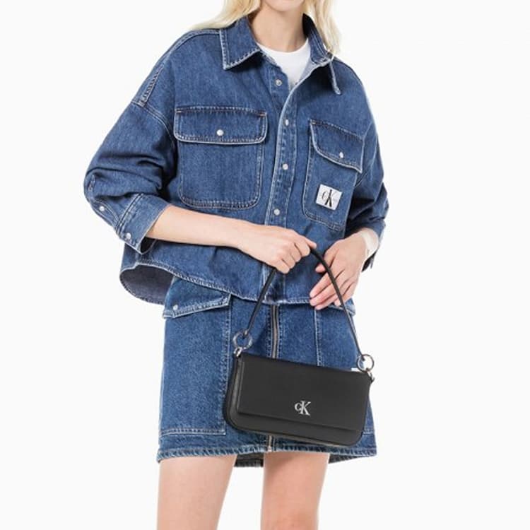 Мини-сумка Calvin Klein Сумка из синтетического материала сумка-багет сумка через плечо сумка на плечо женская черная - изображение 6