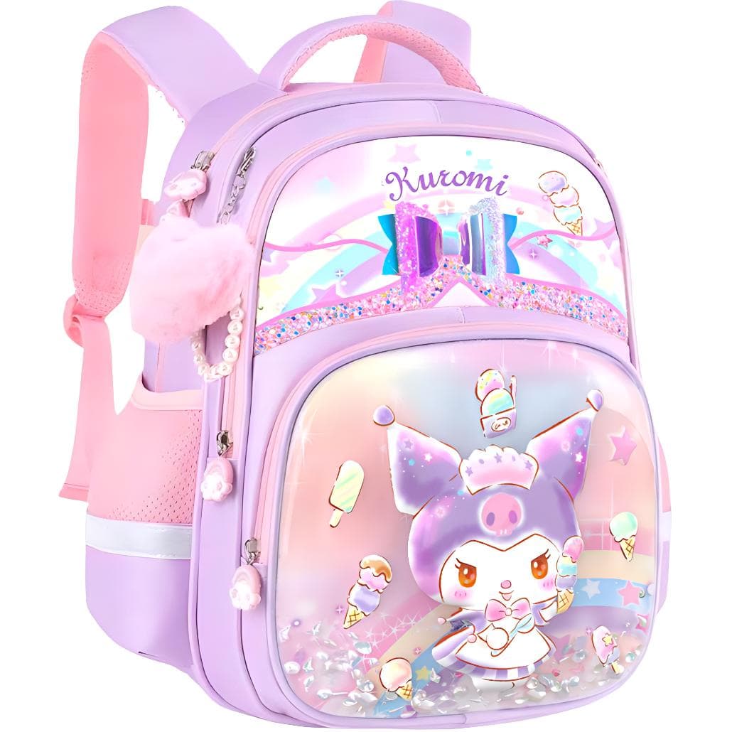 Sanrio Большой объем многослойный Полиэстер школьный рюкзак Обычный Детский My Melody розовый/Kuromi фиолетовый - изображение 4