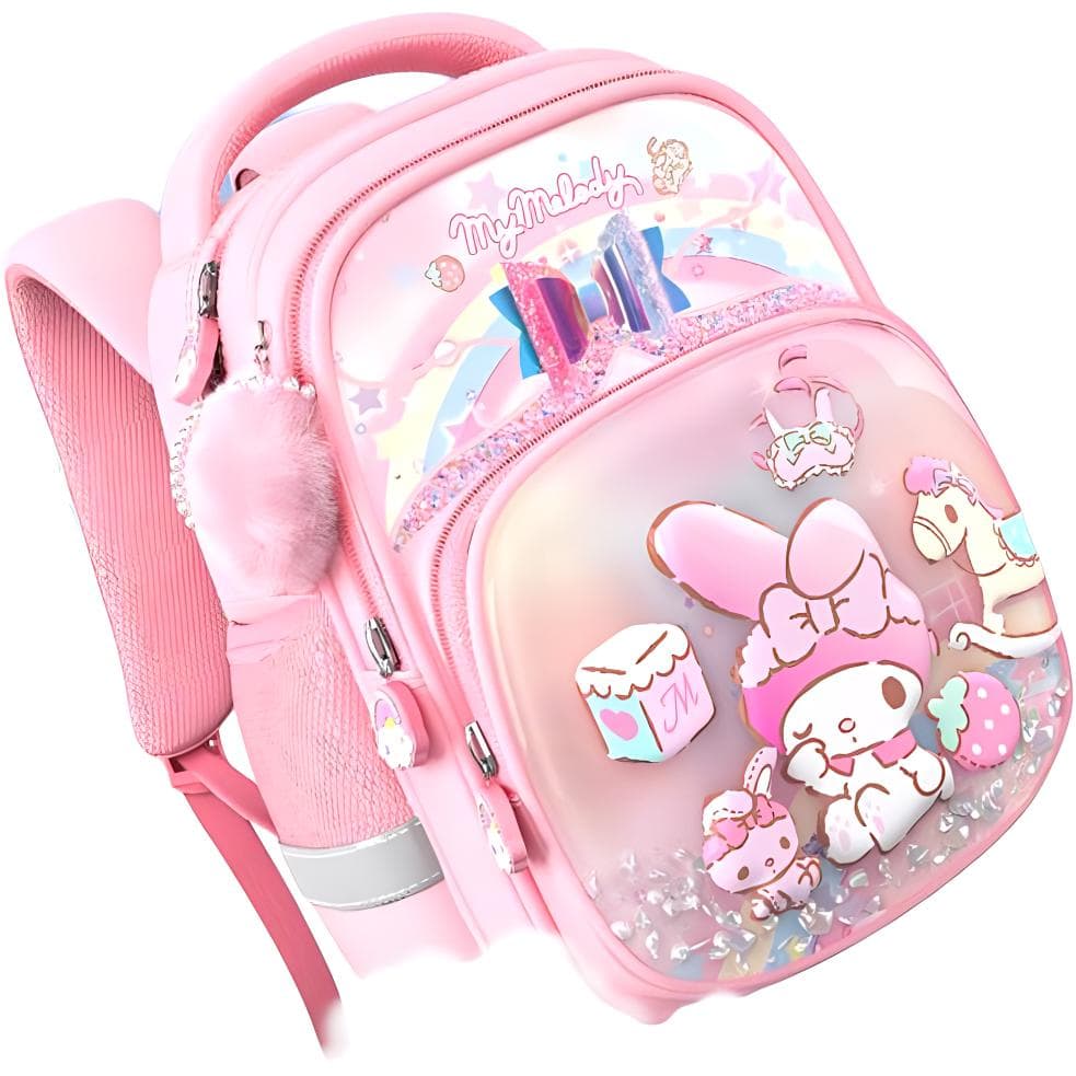 Sanrio Большой объем многослойный Полиэстер школьный рюкзак Обычный Детский My Melody розовый/Kuromi фиолетовый - изображение 2