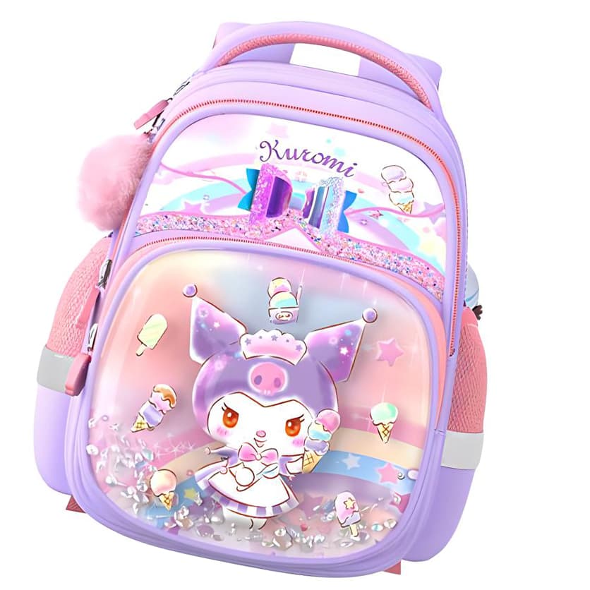 Sanrio Большой объем многослойный Полиэстер школьный рюкзак Обычный Детский My Melody розовый/Kuromi фиолетовый - изображение 5