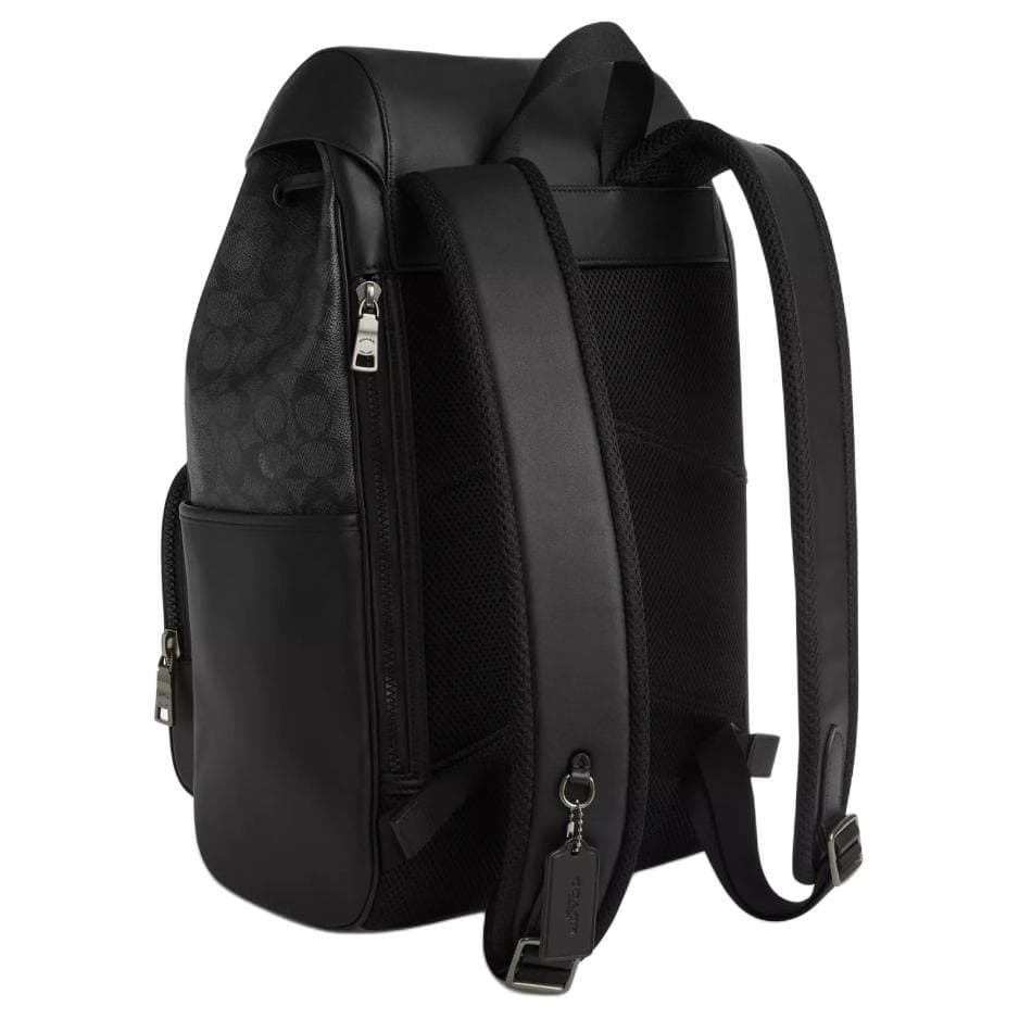 Рюкзак COACH Racer Покрытый холст с гладкой телячьей кожей средний рюкзак для мужчин угольно-серый - изображение 2